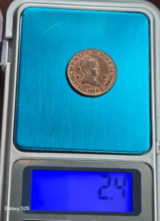 Moneda 2 Maravedís Isabel II 1838 Segovia MBC+
