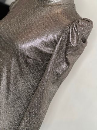 Vestido Metalizado Fiesta Manga Abullonada