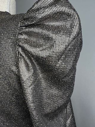 Vestido Metalizado Fiesta Manga Abullonada