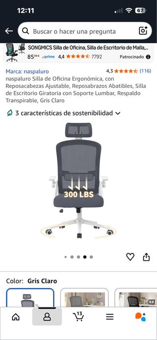 Silla ergonómica con reposa cabezas SIN ESTRENAR
