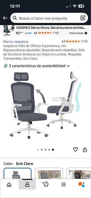 Silla ergonómica con reposa cabezas SIN ESTRENAR