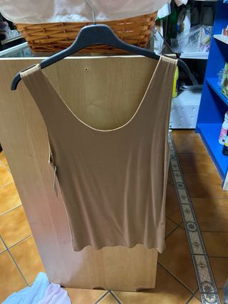 Vestido verde y beige estampado