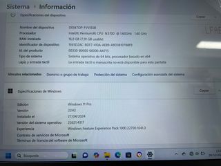 Portátil Intel N3700 Windows 11