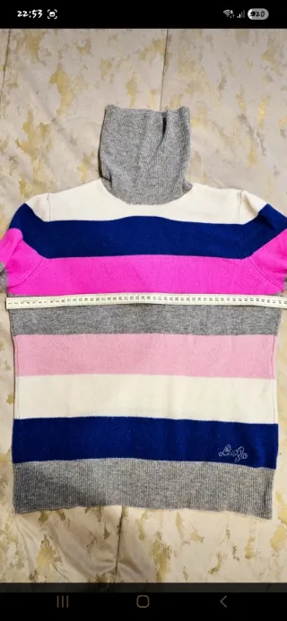 Maglione donna a collo alto a righe