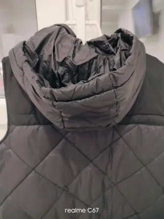 Chaleco acolchado largo mujer negro