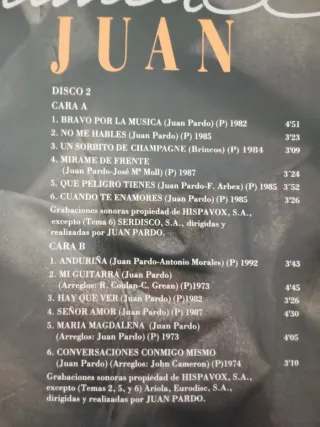 Vinilo Juan Pardo Sinceramente Juan 24 Éxitos
