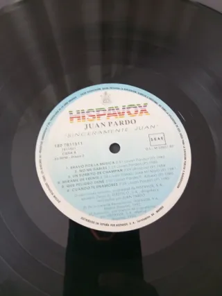 Vinilo Juan Pardo Sinceramente Juan 24 Éxitos