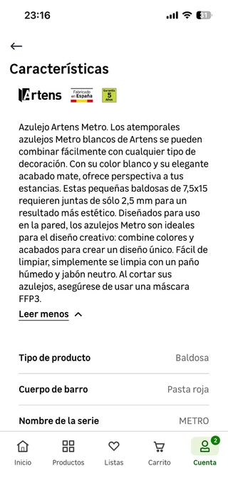 Azulejo Metro Blanco 7.5x15cm