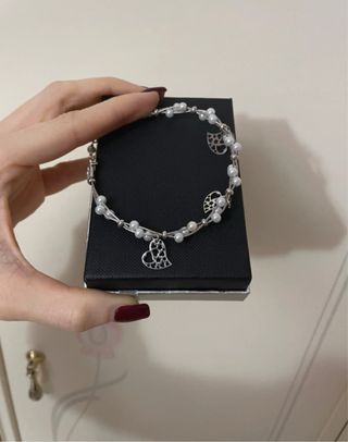 Braccialetto con ciondoli cuore argento