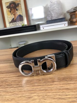 Cinturón Salvatore Ferragamo Negro Hebilla Gancini