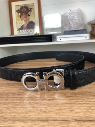 Cinturón Salvatore Ferragamo Negro Hebilla Gancini