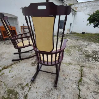 Pareja Mecedoras Lujo Clásico Caoba