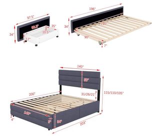 Cama plataforma con 2 cajones y cama supletoria