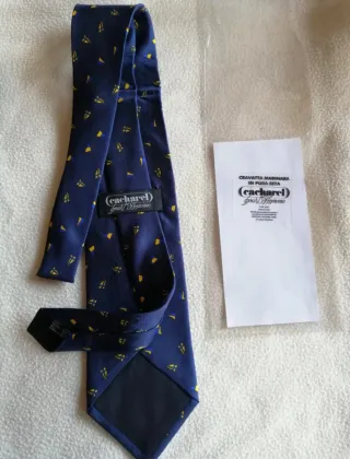 Cacharel Cravatta Vintage Seta Blu/Gialla