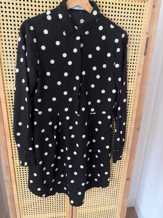 Vestido negro lunares blancos mujer