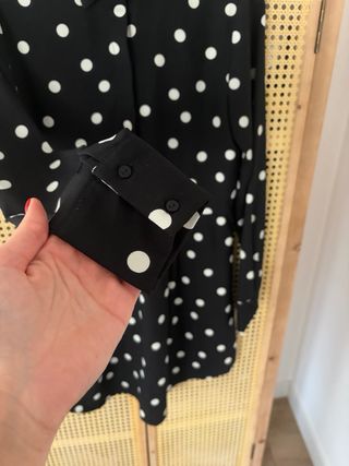 Vestido negro lunares blancos mujer