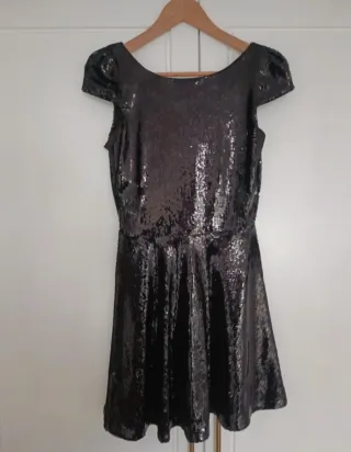 Vestido manga corta lentejuelas Suite blanco