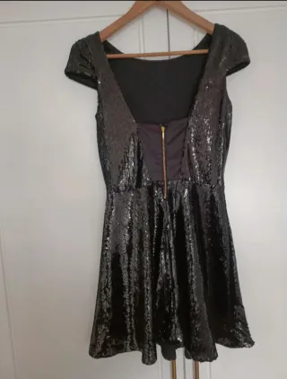 Vestido manga corta lentejuelas Suite blanco