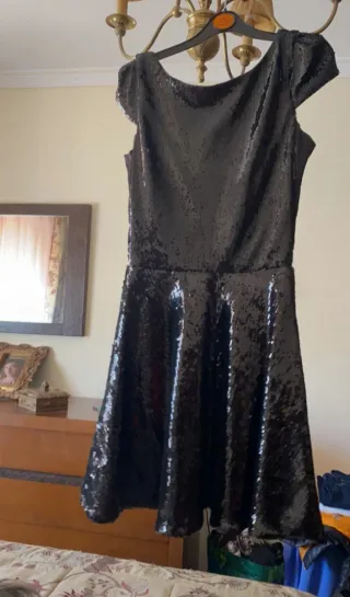 Vestido manga corta lentejuelas Suite blanco