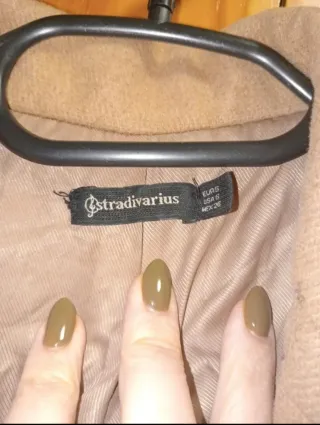 Abrigo paño Stradivarius beige