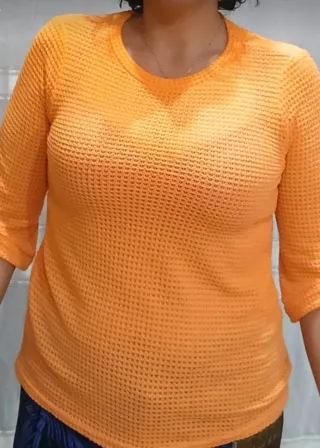 Camiseta punto manga 3/4 naranja