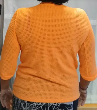 Camiseta punto manga 3/4 naranja