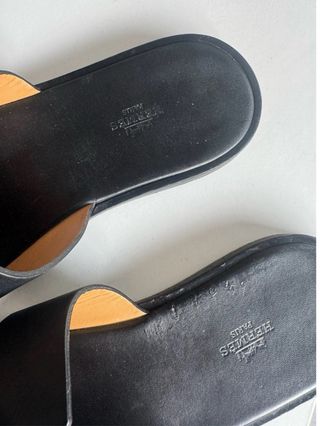 Sandalias Hermes Izmir Cuero Negro Originales
