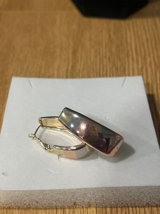 Pendientes argolla tricolor laminados 14K