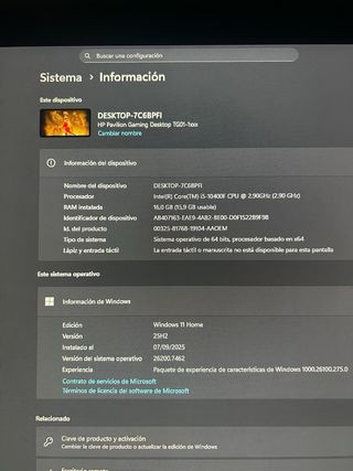 PC Gamer HP Negro con Luces Verdes