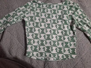 Top INSIDE cuello cuadrado verde y blanco Talla XS