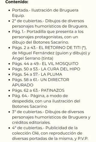 Colección Ole N°307 "EL BOTONES SACARINO"