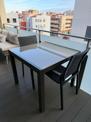 Mesa de jardín extensible cristal y metal