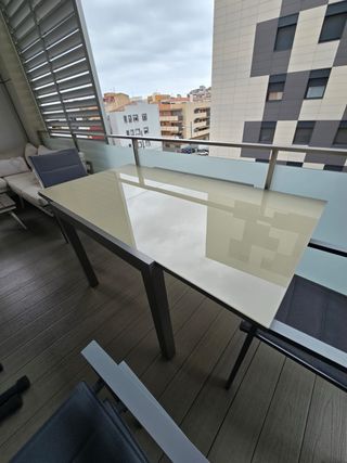 Mesa de jardín extensible cristal y metal