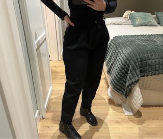 Pantalón pinzas Lady Cacahuete Talla S Negro