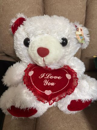 Oso de peluche blanco con corazón I Love You