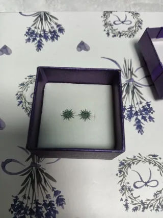 Pendientes verdes con detalles plateados