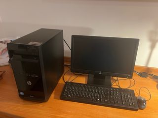 PC HP Negro con Monitor, Teclado y Ratón