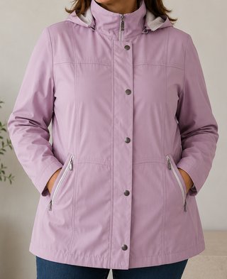 Parka rosa con capucha desmontable