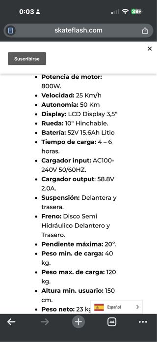 Patinete Skyflash con garantia.