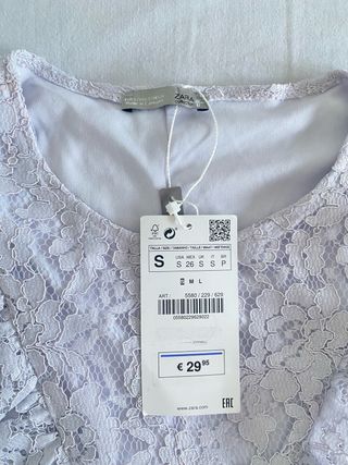 Vestido Corto Retro de Encaje Azul Claro | Zara