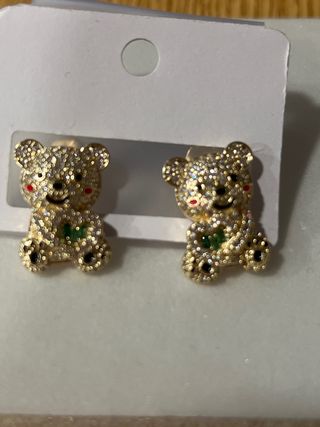 Pendientes Oso Brillantes 14K