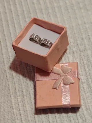 Juego de Pendientes Aro Plata S925 con  Circonitas