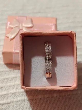 Juego de Pendientes Aro Plata S925 con  Circonitas