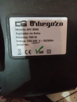 Aspiradora Orbegozo con Manguera Negra