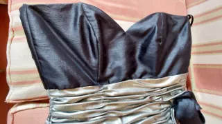 Conjunto Vestido y chaqueta de fiesta, negro y oro