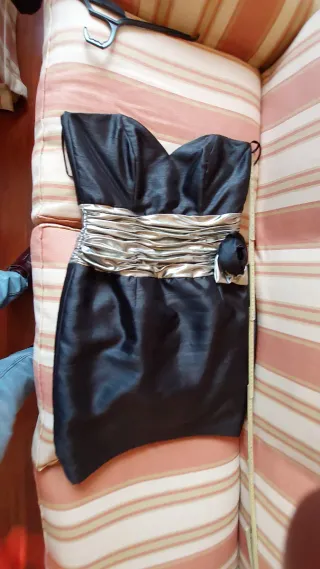 Conjunto Vestido y chaqueta de fiesta, negro y oro