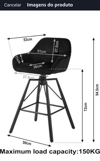 Conjunto de 2 Cadeiras de Cozinha