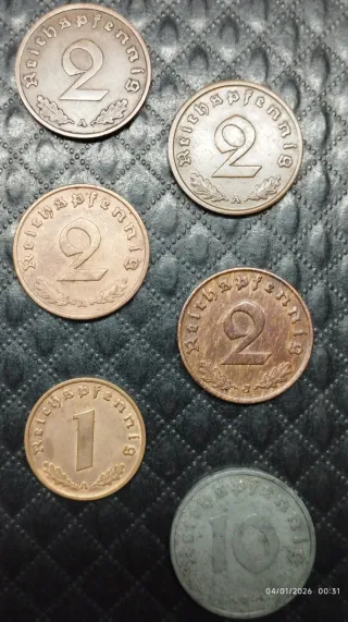 Monedas de 1936 - 1940 III Reich guerra mundial.