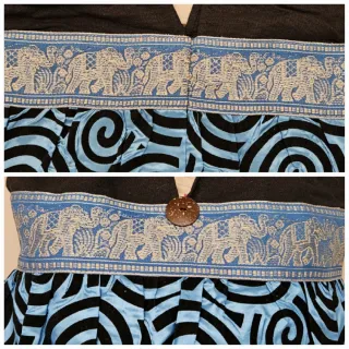 Bolso azul y negro con estampado étnico