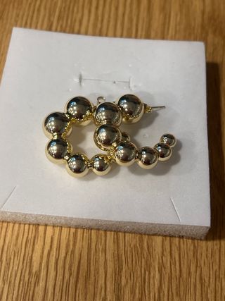 Pendientes Aro Bolas Oro 14K